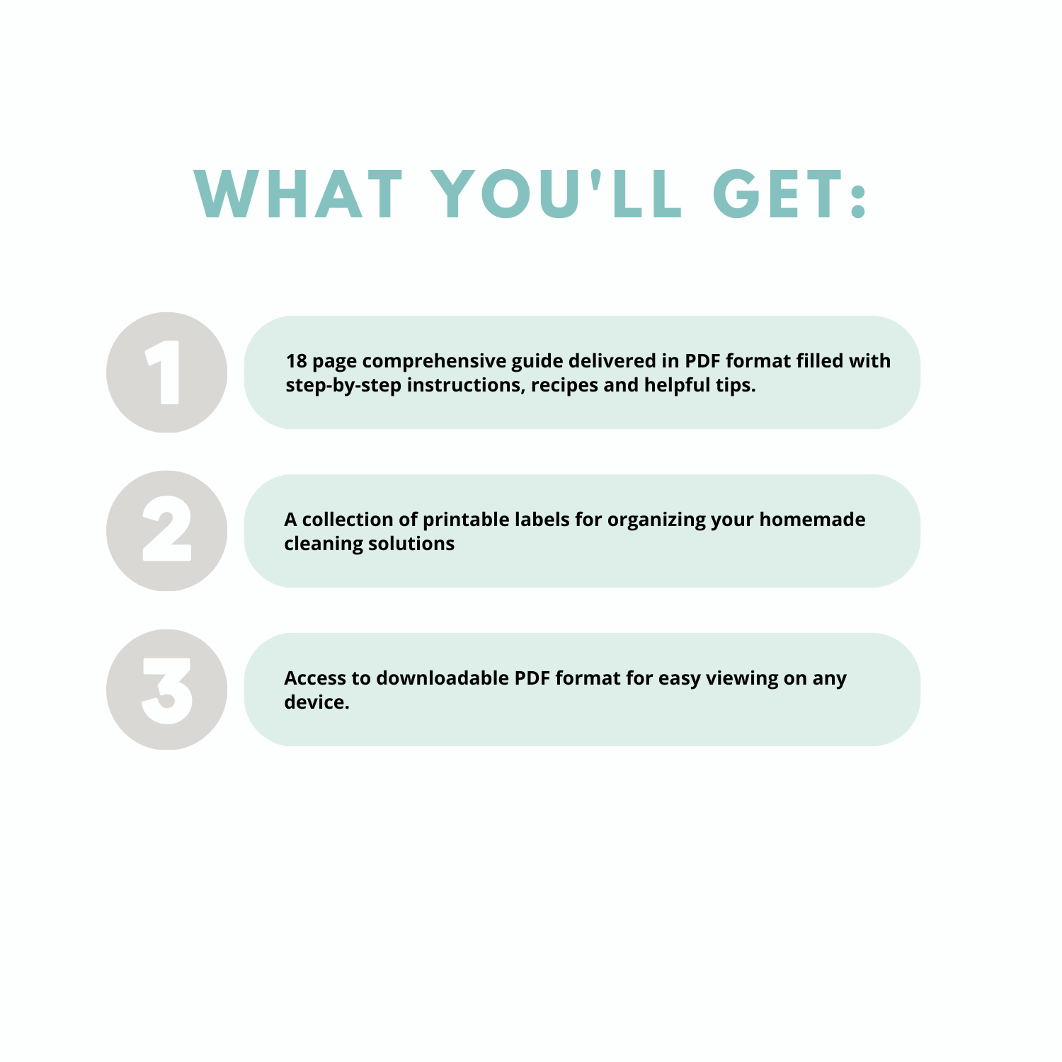 List of what's included in a DIY cleaning recipes and labels guide