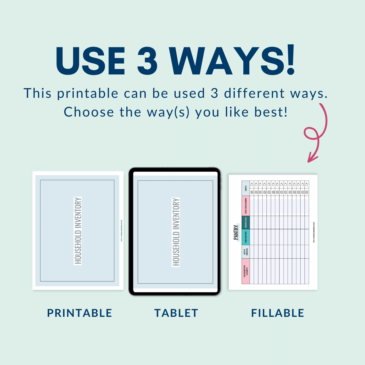 printable + digital home inventory kit for insurance mockup
