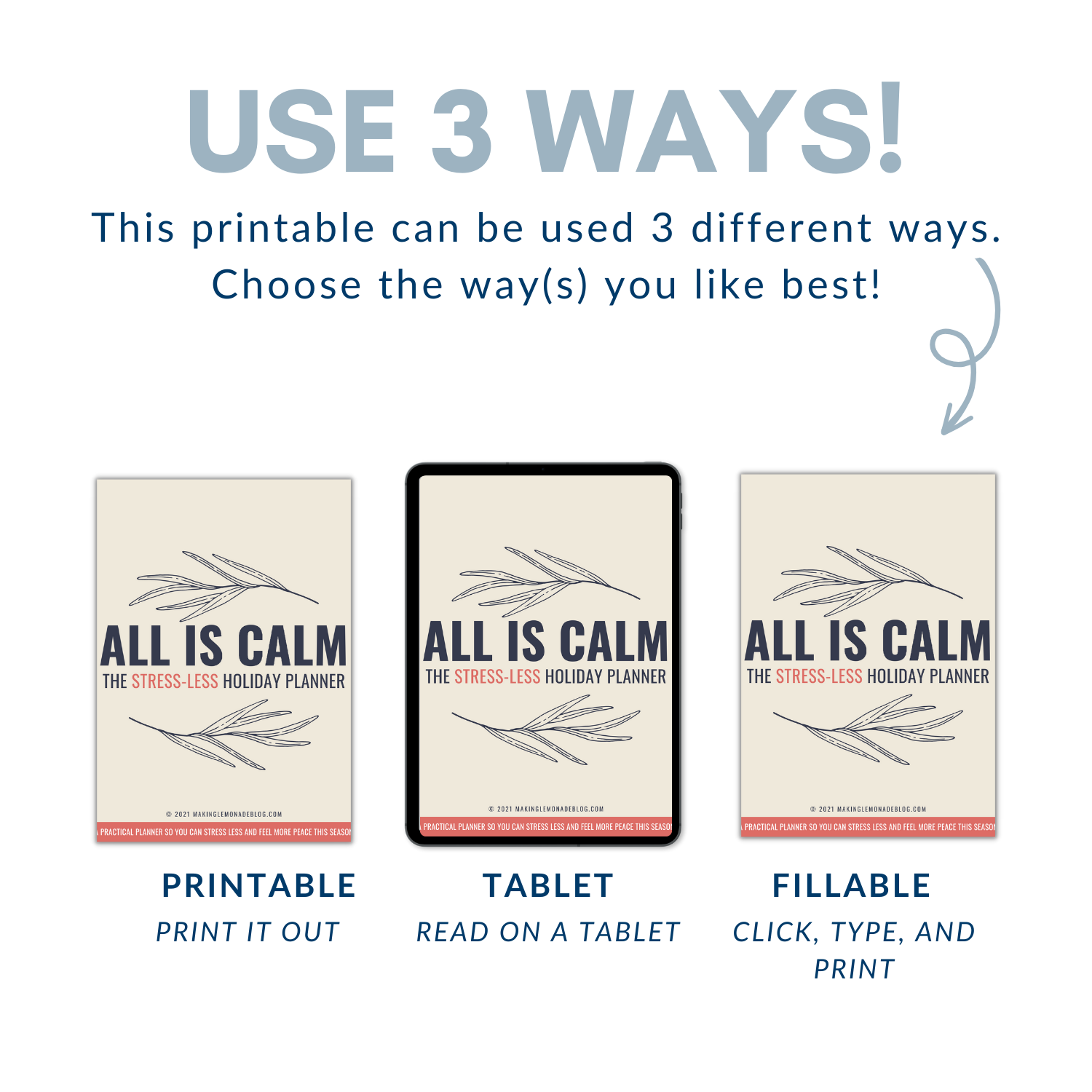 Use Printable + Digital Holiday planner pages 3 ways
