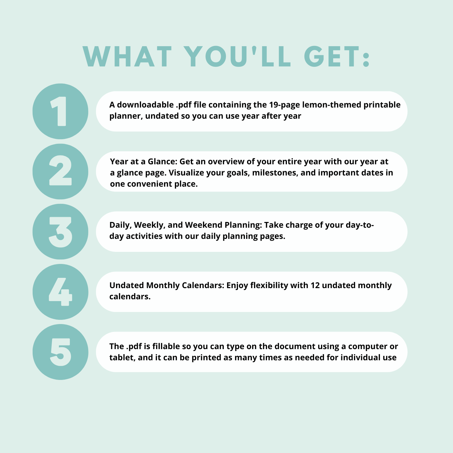 printable undated planner lemons