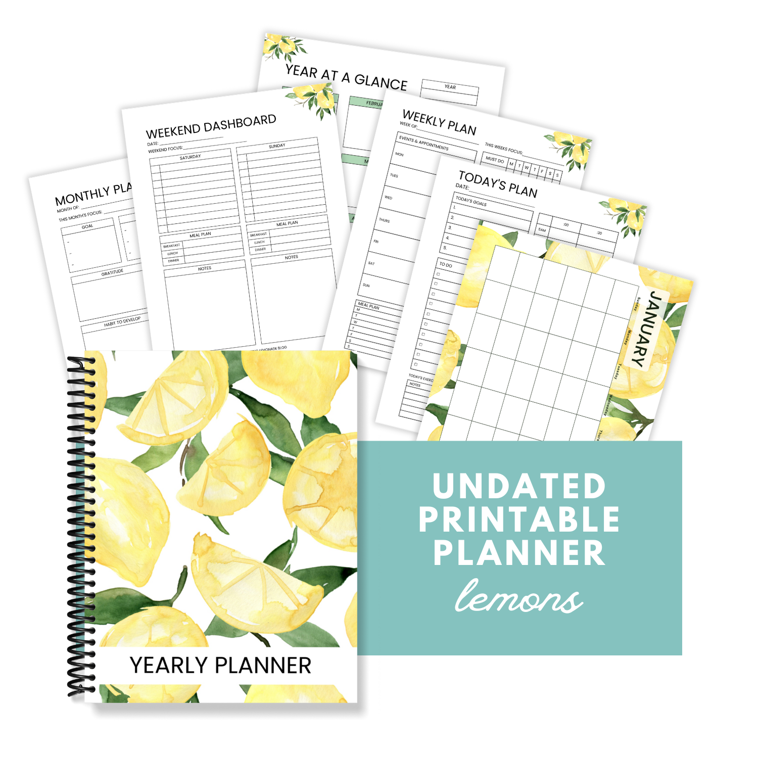 Undated Printable Planner- Lemons