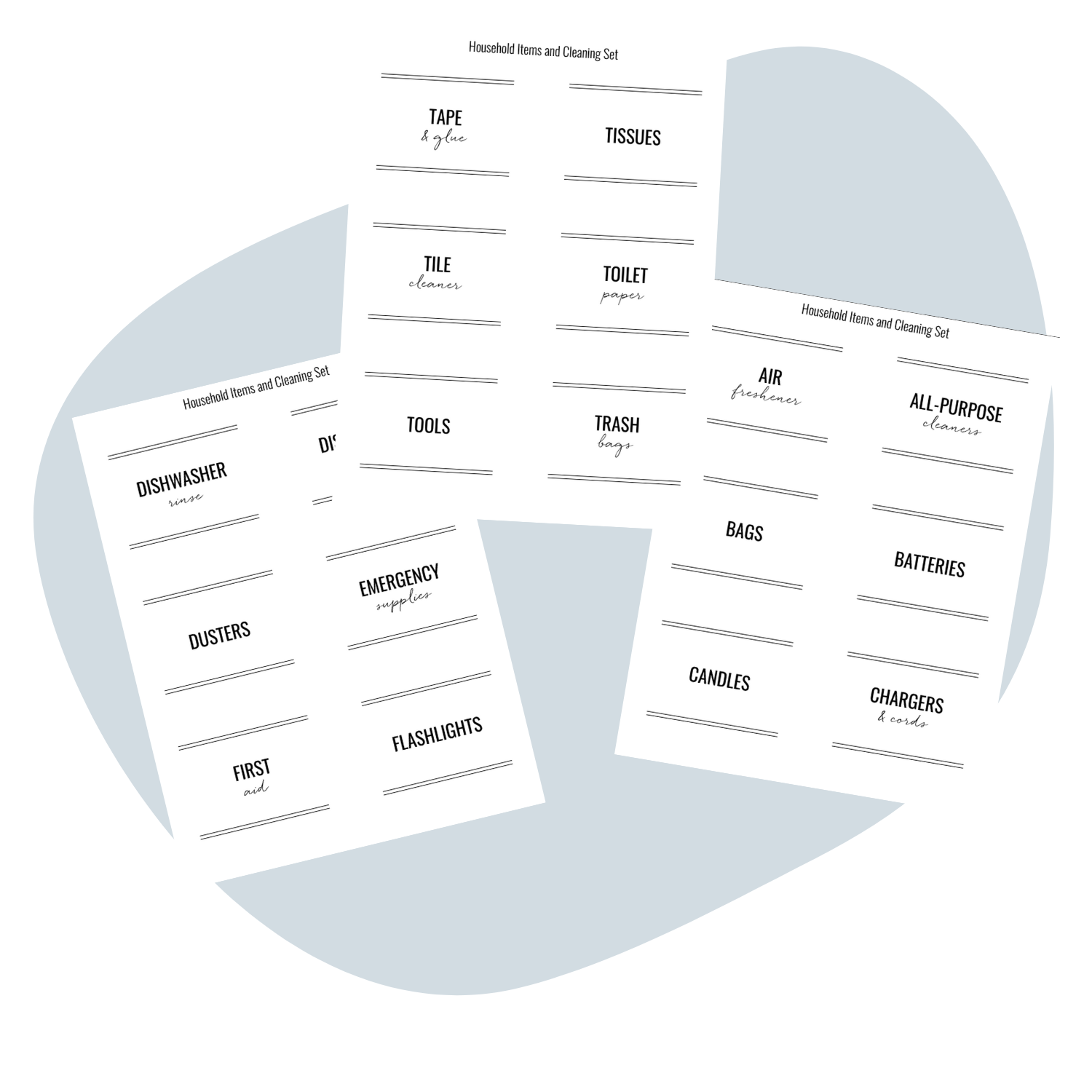 mockup examples of print at home home organization labels, white