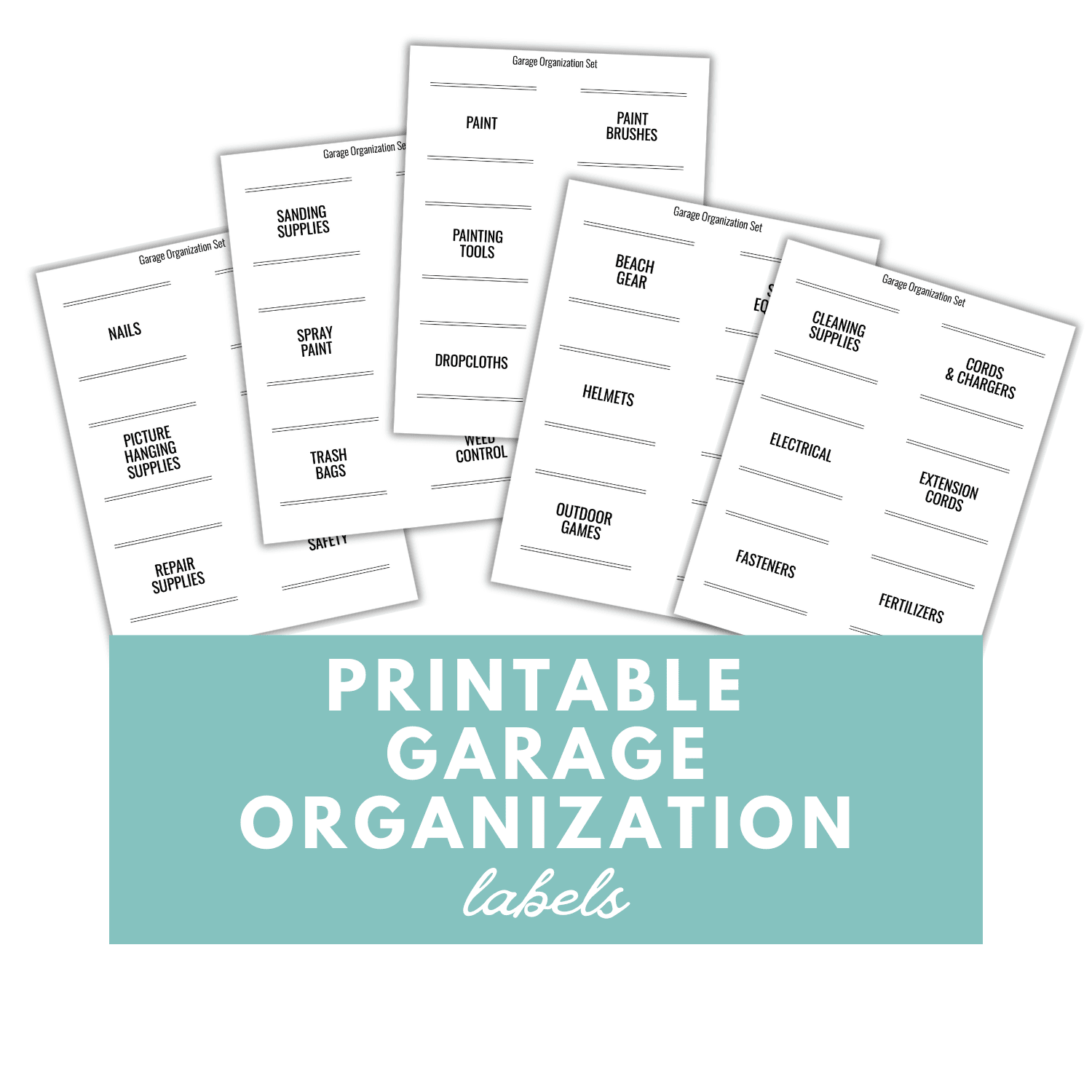 Printable Garage Organization Labels