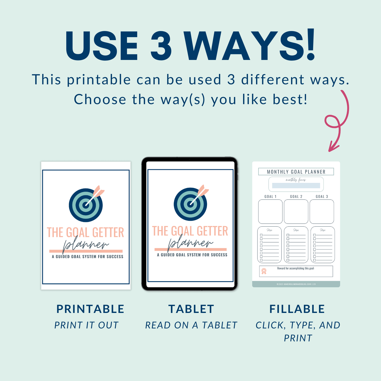 Goal Getter: goal setting planner worksheets