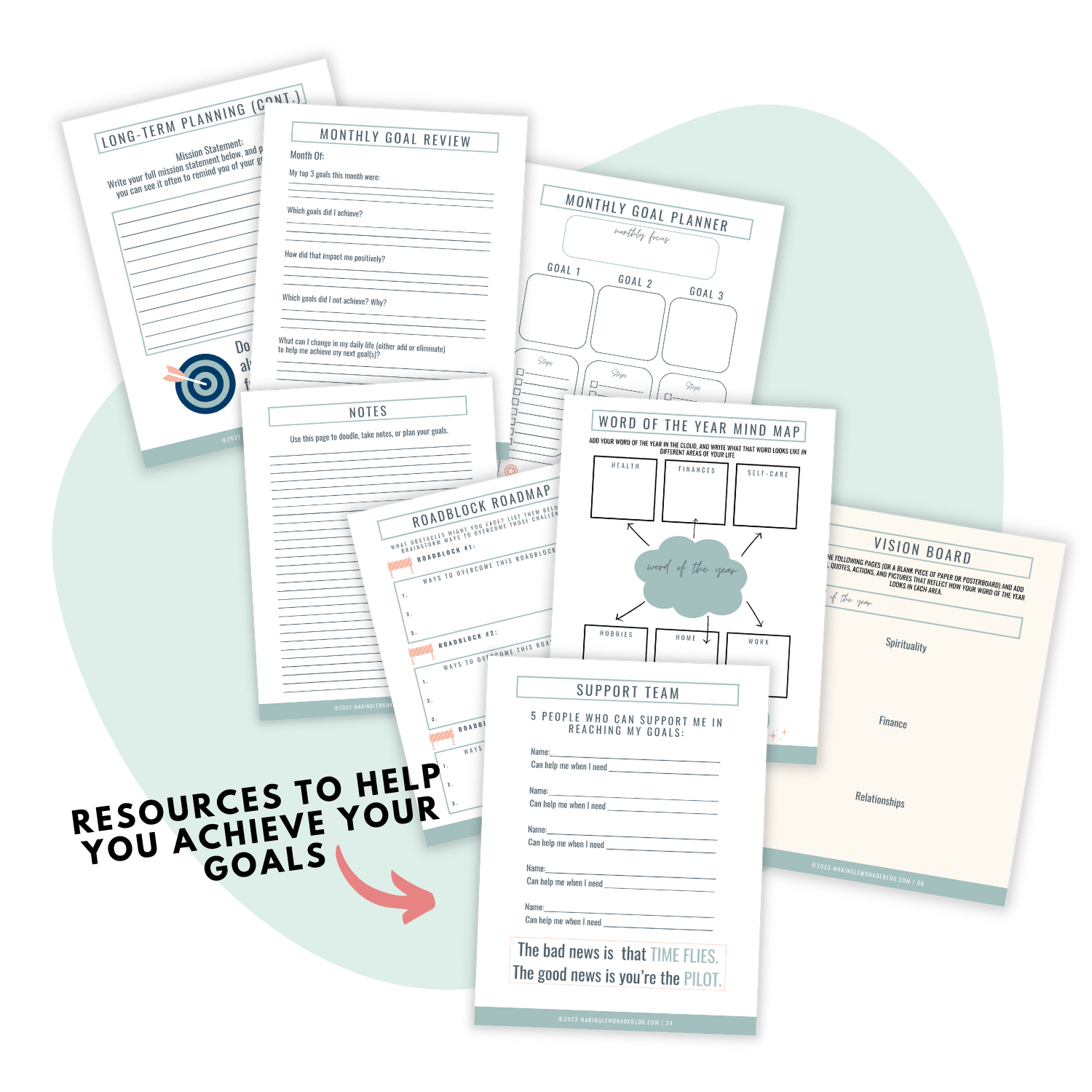 Goal setting planner resources printable