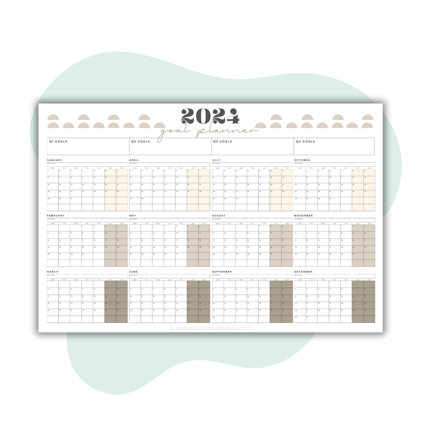 2024 large print wall calendar minimal