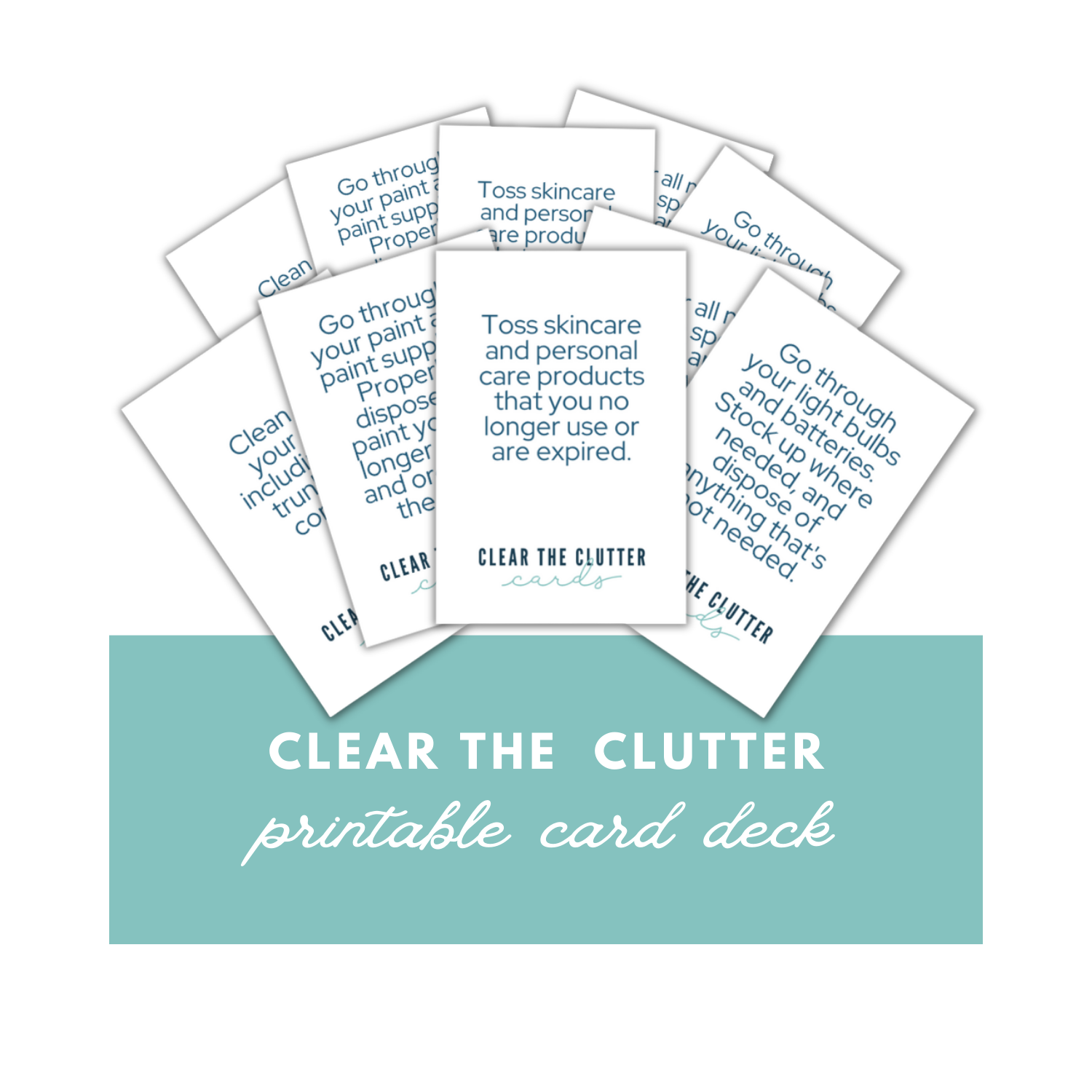 printable decluttering task cards mockup