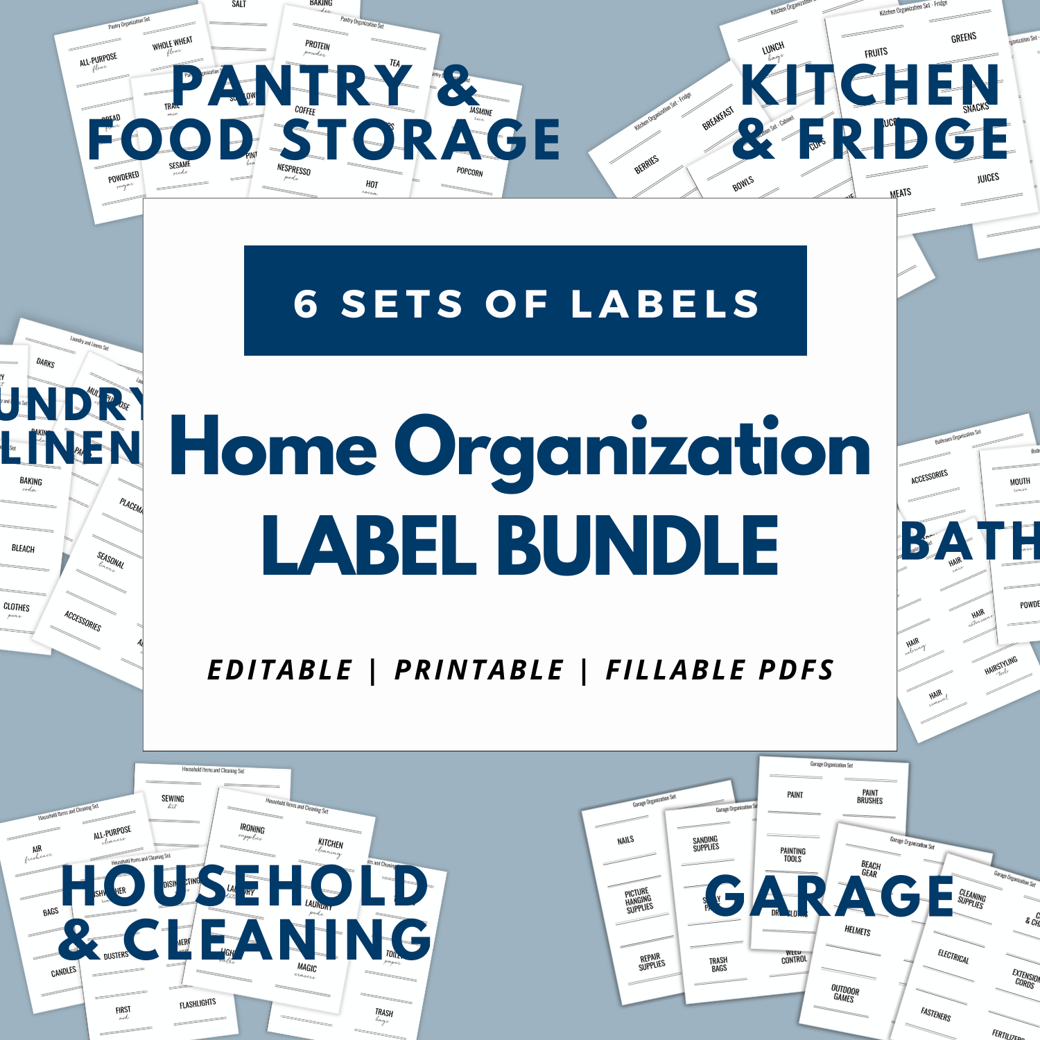 Home organization printable labels bundle