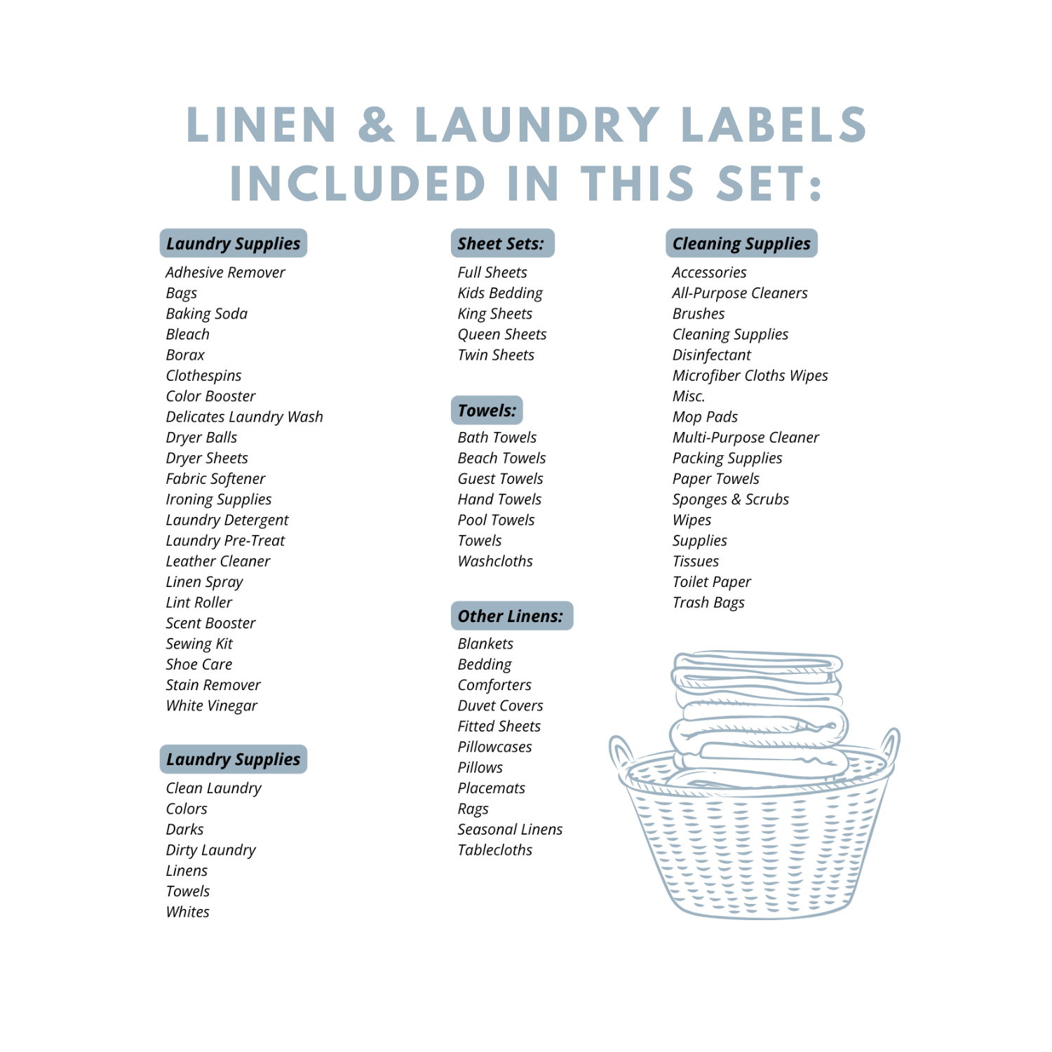 Laundry room printable labels
