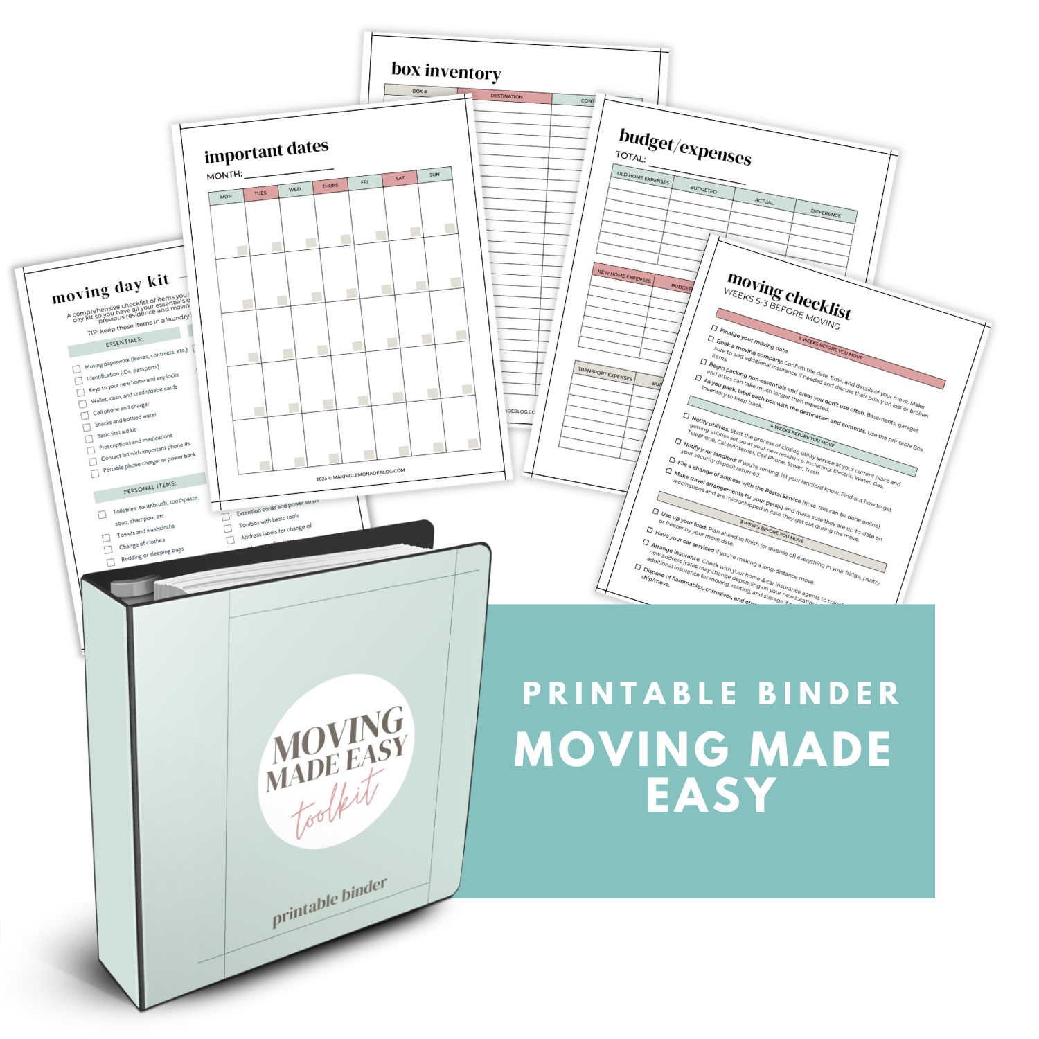 Printable Moving Made Easy Binder (Digital Print) mockup