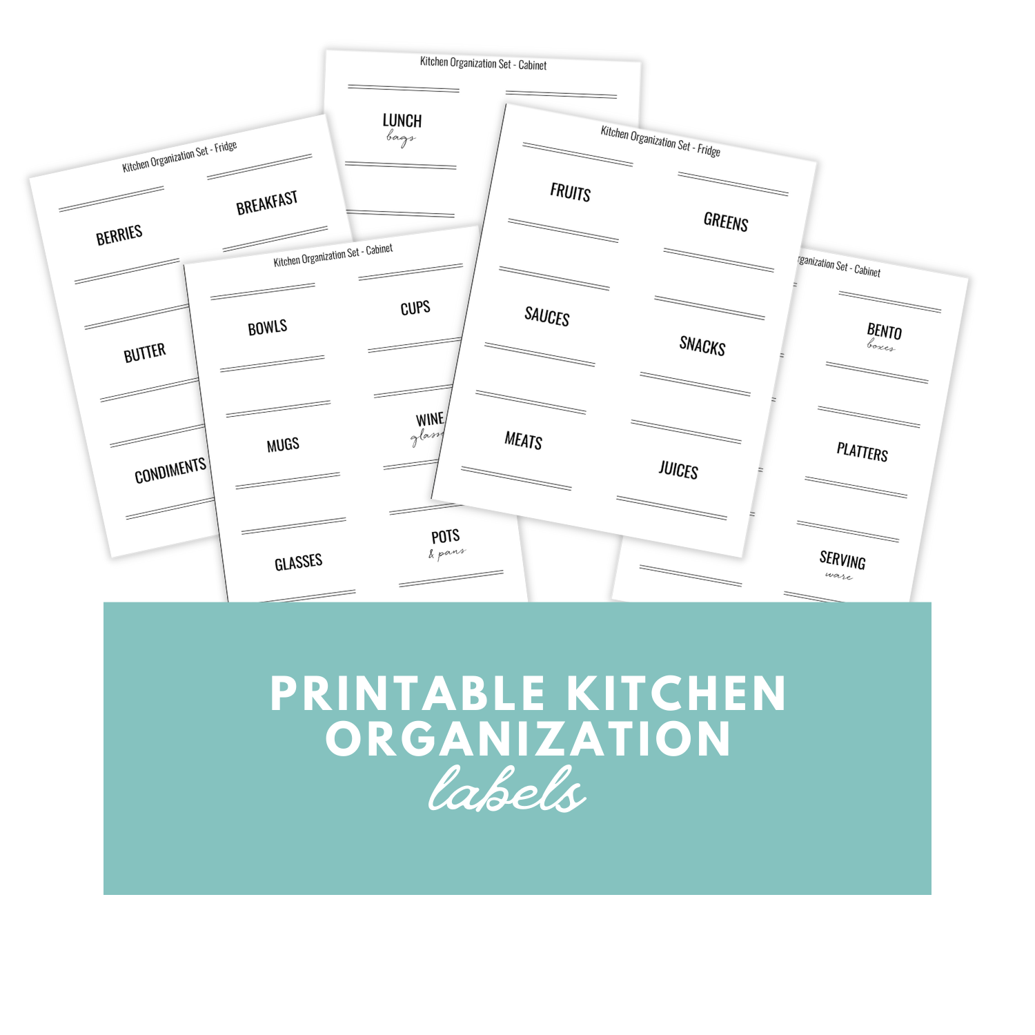 printable refrigerator and kitchen organization labels mockup | minimalist labels