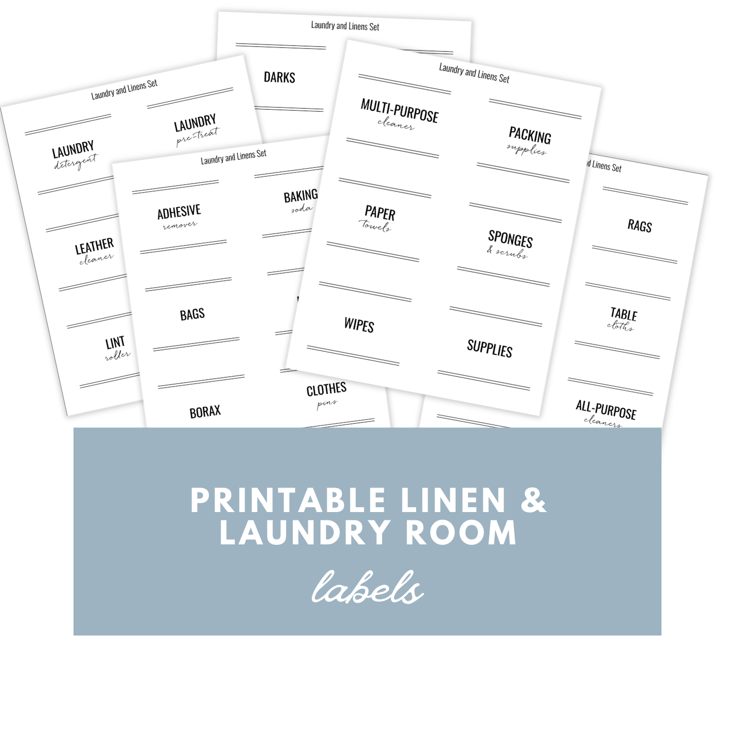 mockup of printable home laundry label set for organizing