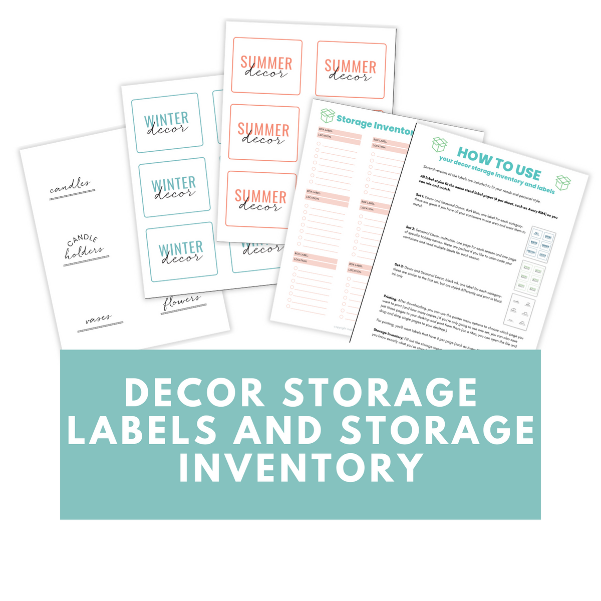 Digital Storage Labels Printable Decor Storage Labels and Inventory Tracker