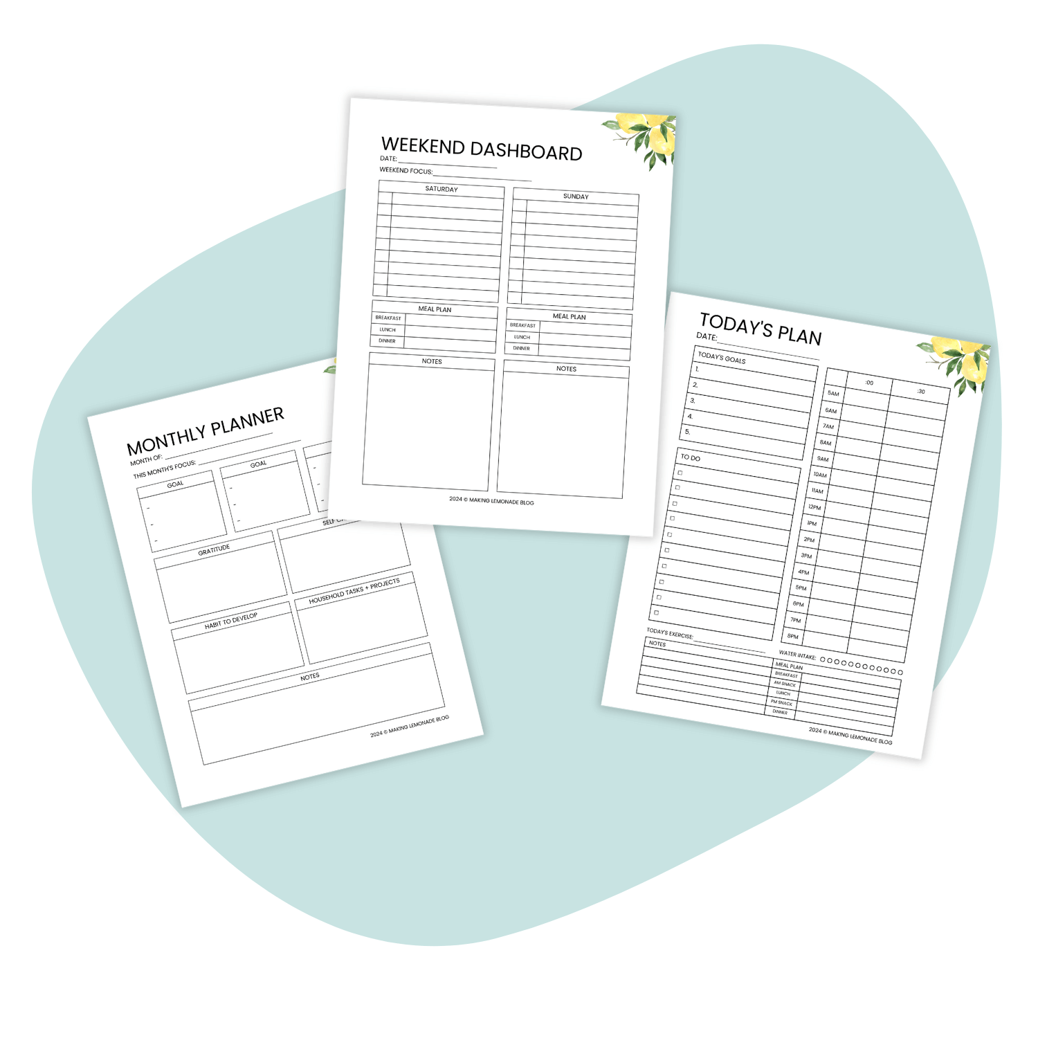 printable planning pages - undated printable planner