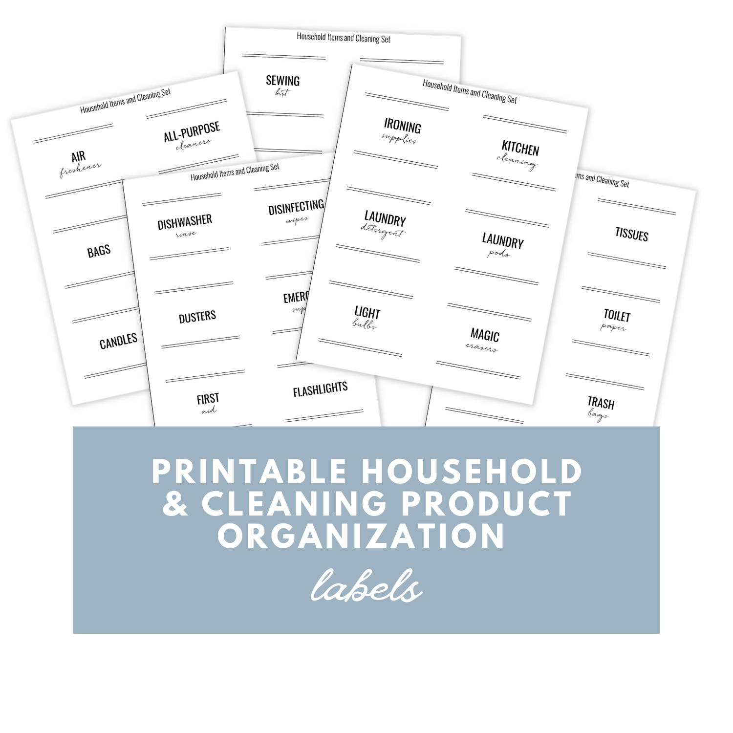 print at home home organization labels, white
