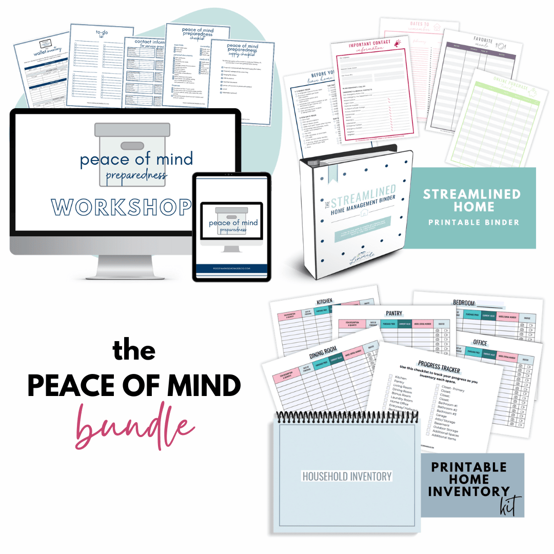 contents of the peace of mind bundle products.