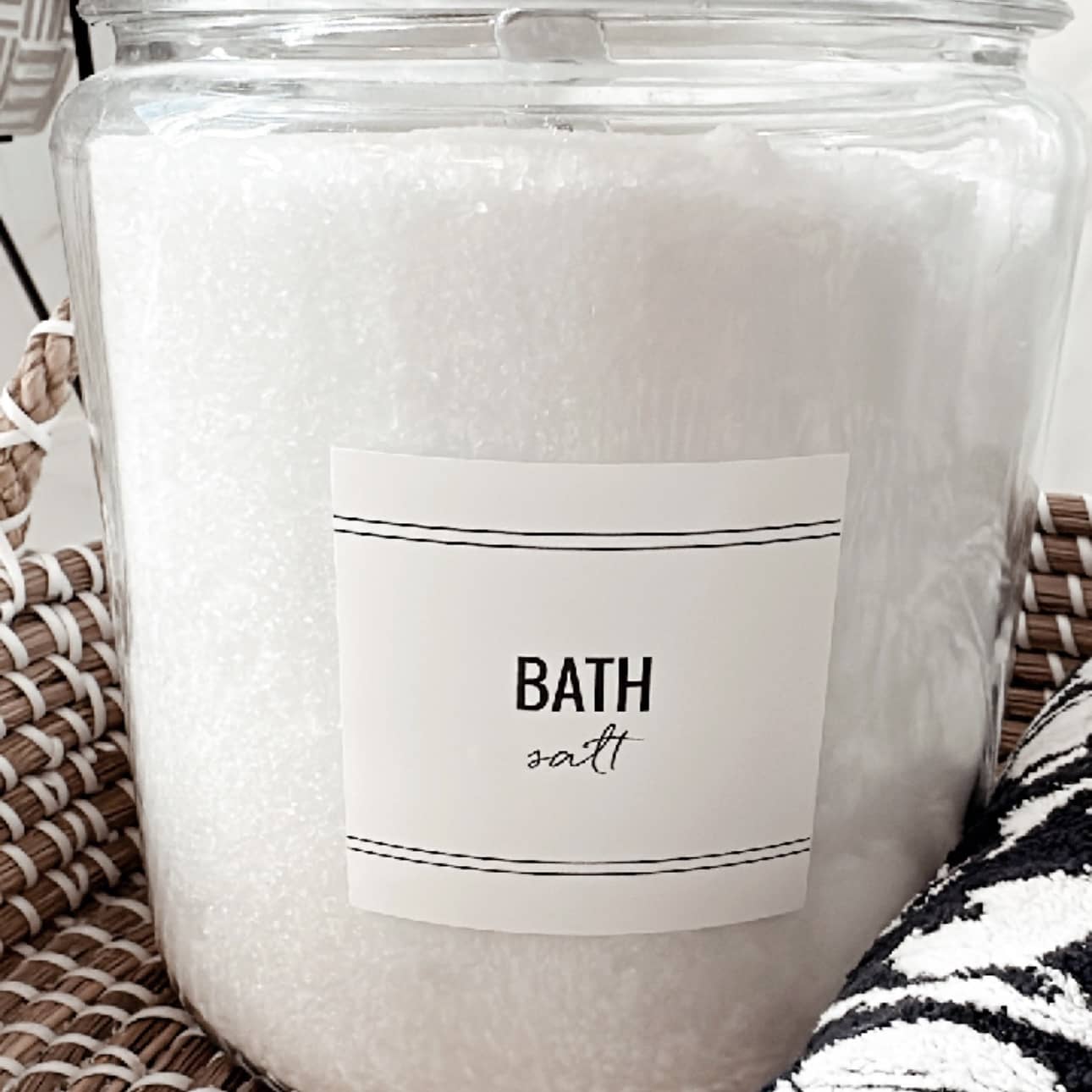 photo of printable bathroom organizing labels for bath salt | digital download