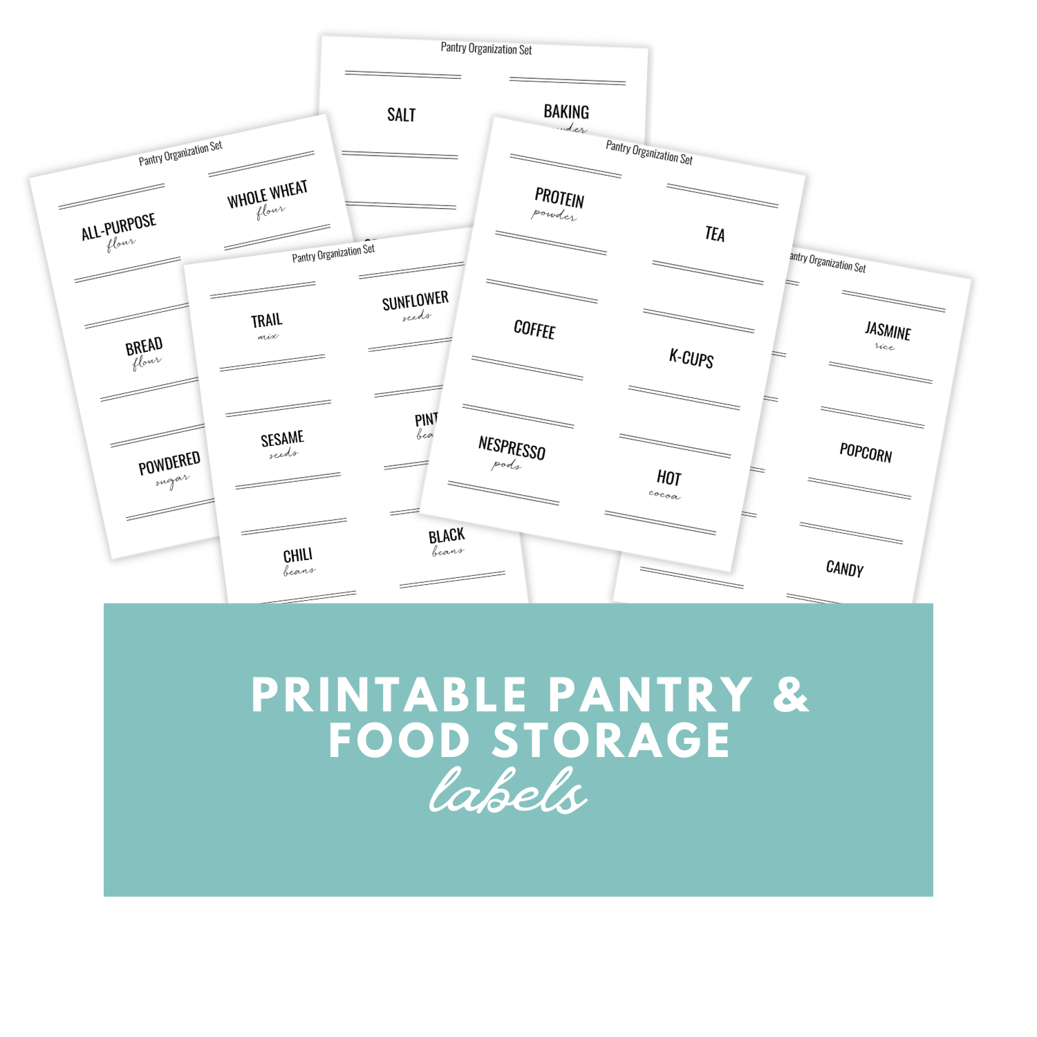Mockup of printable minimalist pantry labels