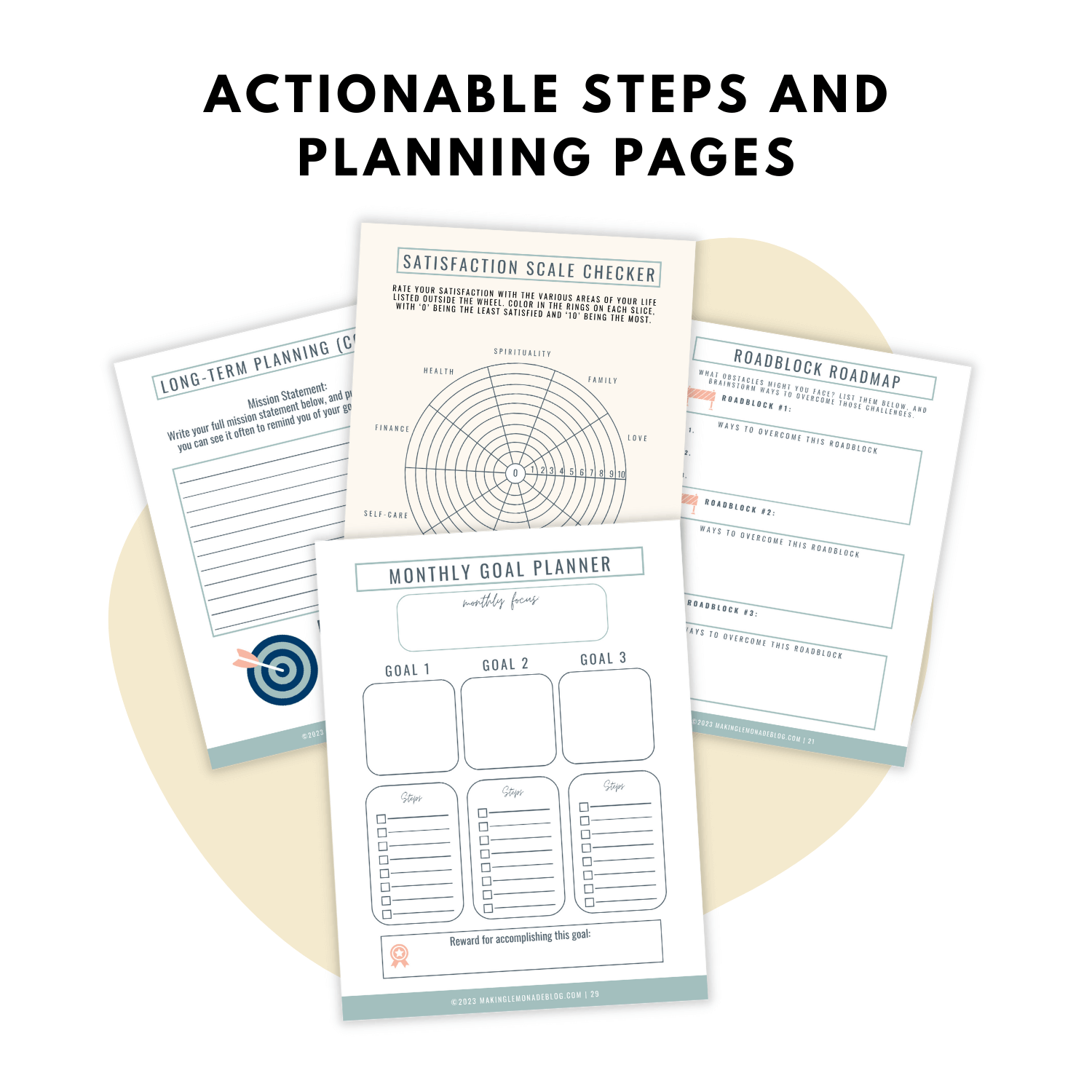 Goal setting planner worksheets